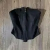 Top sexy negro sin tirantes con cremallera para mujer, diseño versátil, sin mangas, elegante, negro genial, estilo minimalista, de un solo hombro