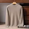 Suéter Albas de caxemira espessa 100% pura para homens, suéter de malha jacquard com gola semi-alta