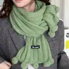 Cachecol de tricô inverno feminino quente bola pendurada quente estilo coreano atmosfera versátil luxo leve alta qualidade aquecedor de pescoço atacado