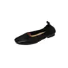 Zapatos de Abuela Sencillos de Cuero Suave de Corte Bajo Estilo Nuevo Otoño 2026 Cuero de Vaca Lavado Puntera Cuadrada Moda Zapatos Planos de Tres Colores