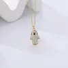 Colar Dupla Camada Série Olho Turco Damila Prata Esterlina S925 Pingente Mão de Hamsá Nicho Acessórios