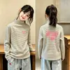 Camiseta de Manga Larga de Polar Doble Cara Alemana para Niñas, Nuevo Estilo Otoño/Invierno, Top Cepillado de Capa Interior para Niñas, Camiseta de Manga Larga Rayada para Niños