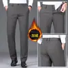 Pantalones Casuales Marrón Oscuro Nuevos Otoño/Invierno 2026 para Hombres de Mediana Edad, Pantalones de Hombre Rectos Elásticos, Traje de Negocios, Pantalones Largos Antiarrugas