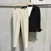 Calça de Terno de Nove Pontos Meninos Outono 2023 Versátil Solta Reta Preta Calças de Outono Calças Casuais Masculinas