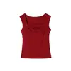 Chaleco de verano 2024 de talla grande con cuello cuadrado, estilo modal, ajustado, sencillo, a la moda, elegante y combinable para mujer