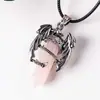 Colgante de Cristal Natural Original de Doble Punta Bala Dragón Artesanía de Cristal Collar Colgante de Joyería