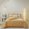 Conjunto de quatro peças 100% algodão de fibra longa, leve e de luxo, 60 contagens, capa de edredom bordada, lençol com elástico, conjunto de três peças, roupa de cama de cor sólida