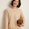 Suéter de Punto Calado con Cuello Redondo de Cachemira Nuevo Otoño/Invierno 2025 Camiseta Base de Moda Suéter Elegante