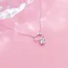 Colar de Gatinho Vazado Estilo Coreano S925 Prata Nalan Feminino com Micro Cravação de Diamante Único D6802