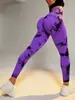 Calça de Corrida Esportiva Transfronteiriça, Cintura Alta, Levanta Bumbum, Legging Esportiva Tie-Dye Única, Controle de Barriga, Calça Fitness de Yoga Slim Fit
