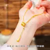 Collar de Cadena Clavicular Pu Zoman Estilo Similar Shajin Cepillado Anillo para Correr Gota de Agua Lágrimas de Dios Luo Chapado en Oro Combinable para Mujer