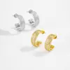 Pendientes Populares Transfronterizos Completamente Incrustados en Diamante con Forma de C, Pendientes Clásicos de Hip-Hop Europeos y Americanos para Hombres y Mujeres, Pendientes de Aro Personalizados Universales para Mujeres
