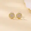 Pendientes de botón redondos con diamantes completos de plata de ley S925 Yuebao Jewelry, Frescos y Únicos, Lujo Ligero, Versátiles, Estilo para el día a día, Pendientes Elegantes al por Mayor