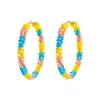 Brincos de Argola de Sementes Bordados à Mão para o Dia da Páscoa Três Cores, Brincos Exagerados de Luxo Leve para Mulheres