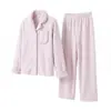 Pijama Feminino Lã Coral Quente Espessado Cardigã Lapela Simples Cor Sólida Conjunto de Roupa de Casa para Meninas Venda por Atacado do Fabricante