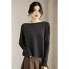 Suéter de Punto Elegante de Alta Gama Off-Shoulder para Otoño/Invierno 2026, Corte Holgado, Top Básico que Cubre el Vientre para Mujer