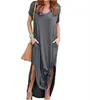 2022 Bahía Aliexpress. Amazon Style. Vestido Holgado de Bolsillo Talla Grande para Mujer, 24 Colores, 9 Tallas