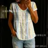 Camisa de Manga Corta con Botones y Estampado de Nuevo Estilo Transfronteriza para Mujer, Elegante y con Estilo para el Trabajo y el Ocio