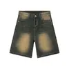 Verano Nuevo Retro Americano Shorts de Mezclilla Desgastados para Hombre Pantalones Rectos Sueltos de Cinco Puntos Versátiles Pantalones Cortos de Moda Marca de Tendencia Europea y Americana