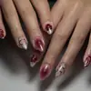 Unhas Manicure Cor-de-Rosa e Roxa Mais Vendidas Transfronteiriças, Unhas Postiças Repetíveis com Flor Retro, 24 Peças de Unhas Usáveis Incrustadas com Diamante Atacado