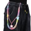 Cadena para pantalones de doble capa de color caramelo, joyería transfronteriza europea y americana, cadena para cintura, colgante decorativo de estrella de cinco puntas para jeans