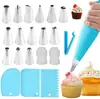 Herramientas de Repostería Transfronterizas, Juego de 15 Boquillas para Manga Pastelera, Adaptador para Manga Pastelera, Manga para Decorar con Crema, Juego de Espátulas para Crema