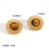 Pendientes Ins Estilo Retro Acero Inoxidable Piedra Ojo de Tigre Moda Femenina Elegantes Gama Alta Populares Flor Acero de Titanio Pendientes