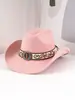 Sombrero de Vaquero Occidental de Fieltro Estilo Dulce y Fresco con Bordado de Piedras Preciosas y Ámbar Vintage, Sombrero de Sol a la Moda, Regalo de San Valentín
