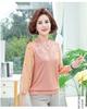 Tejido de punto para primavera y verano para mujeres de mediana edad y mayores, cuello cheongsam retro con costuras, manga siete cuartos, ropa de madre delgada, top para el Día de la Madre