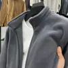 Moletom de Veludo Austríaco Espesso e Quente Masculino com Gola Alta e Zíper Jaqueta Cardigan para Roupa de Trabalho Jaqueta Masculina de Lã Polar Cor Lisa