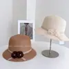 Sombrero de Pescador de Encaje y Cinta Estilo Chanel para Mujer, Sombrero de Paja de Verano con Protección Solar y Decoración de Camelia, Sombrero de Sol para Exteriores