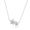 Colar Duas Flores para Mulheres, Estilo Coreano, Versátil Estilo Ins, Novo Colar Totalmente Cravejado, Doce Elegante, Corrente de Clavícula Super Brilhante