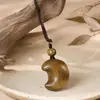 Sándalo Verde y Sándalo Dorado Estrella y Luna Talla en Madera Colgante Pequeño Adorno DIY Llavero Decoración Colgante