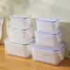 Caixa de Armazenamento Selada Anti-Odor, Caixa de Armazenamento Doméstica, Caixa de Armazenamento com Drenagem para Cozinha, Pode Ser Refrigerada e Congelada, Caixa de Armazenamento para Geladeira