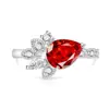 Anillo de Flor de Hielo de Piedra Preciosa Colorida de Corte Pera para Mujer, Diamante de Alto Carbono Súper Brillante, Anillo de Gota de Agua Chapado en Oro Real