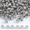 Novas contas quadradas de letras douradas pretas de 6 mm, contas soltas, pulseira, corrente, acessórios de joias faça você mesmo, atacado internacional