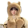 Adorable Sombrero de Felpa con Orejas de Tigre Pequeño 2026 Set de Dos Piezas para Mujer Otoño e Invierno Ciclismo Resistente al Frío Bufanda Cálida Sombrero Integrado