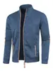 Suéter de punto con cremallera larga para hombre, mangas finas de terciopelo, top moderno, suéter con empalme articulado, chaqueta, talla grande para hombre