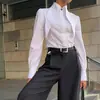 Camisa Blanca Estilo Francés para Mujer, Diseño de Nicho para Primavera y Otoño, Cuello de Solapa, Camisa de Punto de Manga Larga, Moderna y Versátil para el Trabajo