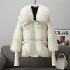 Abrigo de Algodón con Relleno y Cuello Grande de Piel, Estilizado y Delgado, para Mujer, Chaqueta Abrigadora Corta de Año Nuevo, Versión Coreana, Ropa de Abrigo Engrosada