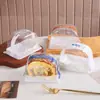 Caja de Empaque para Rollo de Pastel, Caja de Pastelería con Corte Semicircular, Caja de Empaque para Postre Rollo Suizo Piel de Tigre Menglong con Tenedor
