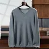 Suéter de punto de lana para hombre, cuello en V, corte holgado, casual, manga larga, nuevo para otoño e invierno, de cachemira