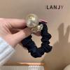 Anel de Cabelo Mini Letra Pérola Etiqueta Dourada Corda de Cabelo para Rabo de Cavalo Estilo Coreano Nova Moda Durável Simples Corda de Cabeça