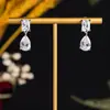 Explosiones transfronterizas Pendientes japoneses y coreanos simples de gota de agua joyería para mujer pendientes esmeralda plata 925 largos al por mayor