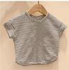 Ins Spot estilo coreano mesmo estilo bebê verão listrado manga curta camiseta all-match casual meia manga base camisa para meninos e meninas