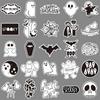 50 blanco y negro Halloween graffiti personalidad transfronterizo dibujos animados niños DIY funda para teléfono móvil pegatina para equipaje impermeable
