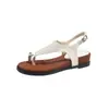Anillo de Dedo de Metal Sandalias de Una Correa para Mujer Verano Nuevo Estilo Francés Retro Resort Hada Tacones Altos Chanclas