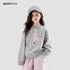 Moletom Feminino Outono 2026 Nova Roupa Infantil Estilosa para Crianças Maiores Roupas Casuais da Moda Tops Infantis Tendência