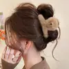 Pinza de Garra con Lazo de Flor para Mujer con Cabello Fino Otoño/Invierno Pinza de Pelo de Felpa Pinza de Tiburón para la Parte Posterior de la Cabeza Accesorio de Peinado de Alto Nivel para Recogidos