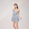 Traje de Baño de Gama Alta para Mujer Falda de Tirantes Ajustables Traje de Baño Entero Color Sólido Cubriendo Vientre y Adelgazante Ropa de Playa para Mar y Aguas Termales al por Mayor